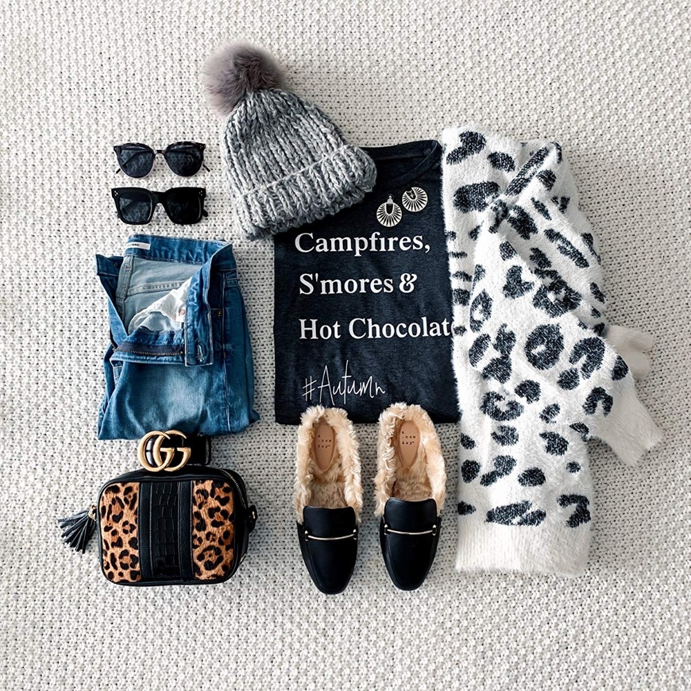 Loose Knit White Leopard Cardigan Womens - Picture 2 of 4